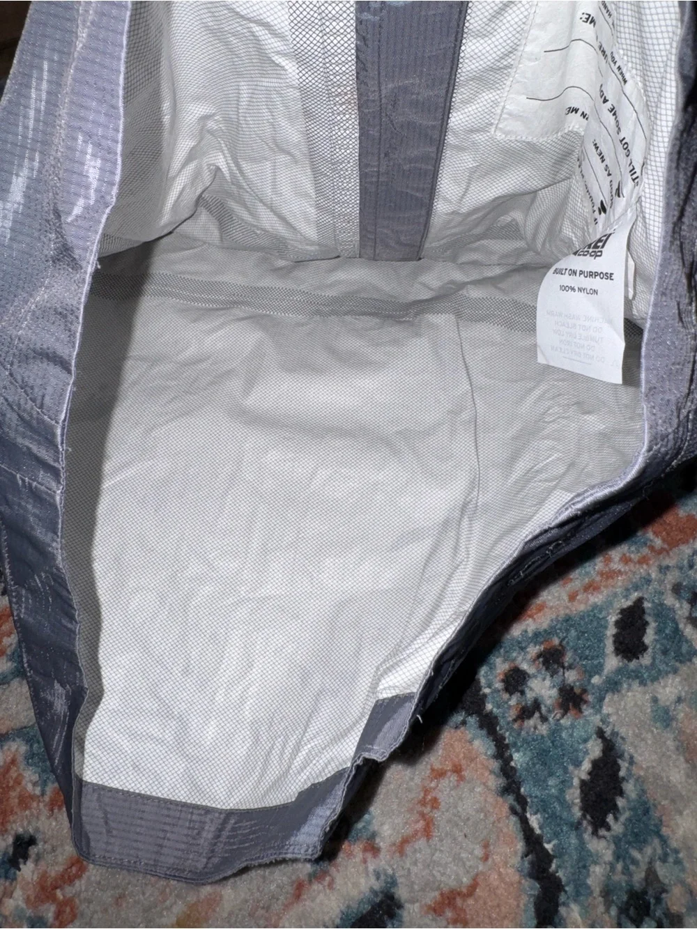 REI CO-OP Boys Gray Hooded Waterproof Nylon Zip Front Jacket Wind Rain Proof 6/7